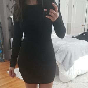 NWT Express Long sleeve ruched black dress